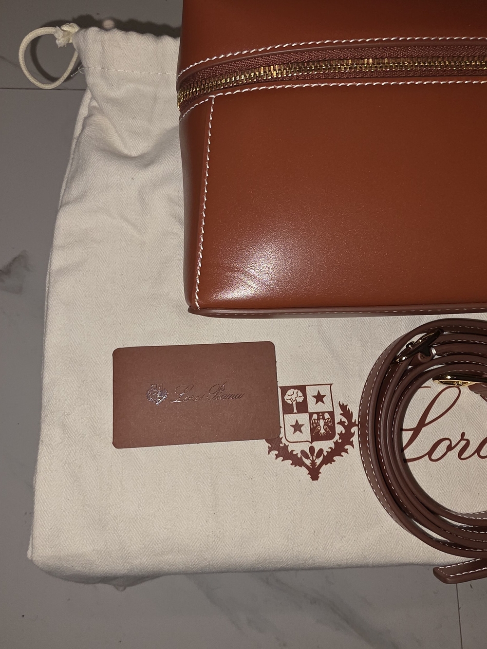 Loro Piana Chestnut Saddle Leather Top-Handle Satchel with Gold Hardware - Picture 13 of 13
